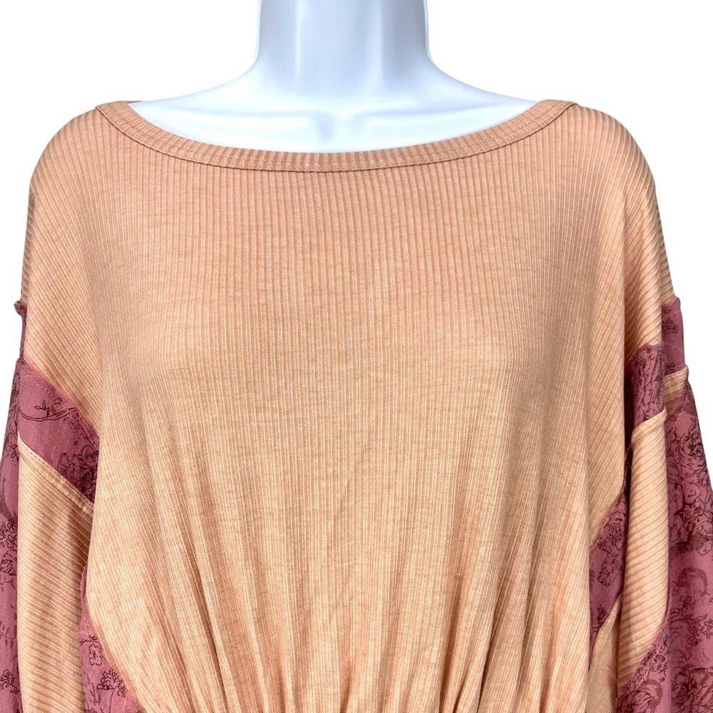 Gimmicks by BKE Women's Large‎ Peach Pink Lace Peasant Boho Flowy Blouse NWT - Picture 2 of 7